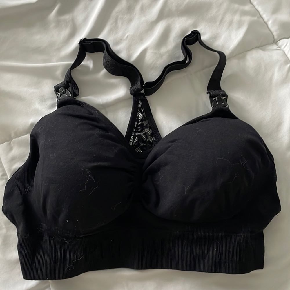 Kindred Bravely Black Sublime Nursing Sports Bra w/ Lace Back
